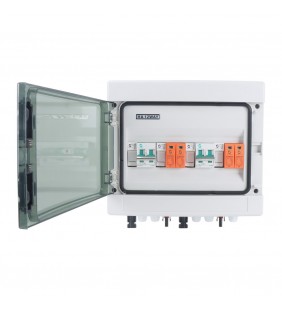 Tablou protecție DC fotovoltaic 2 stringuri 500V – siguranțe 15A, MCB 16A, SPD
